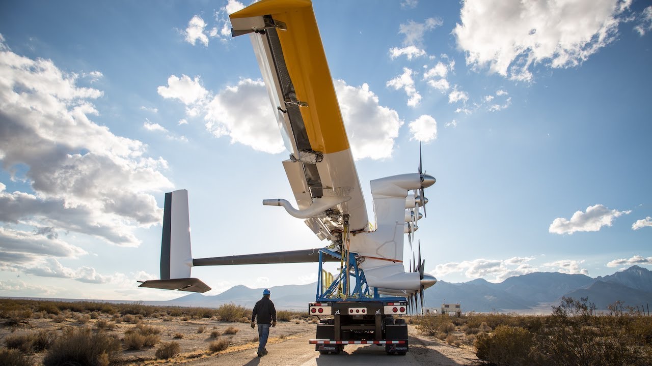 Project Makani - Airborne wind energy system with autonomous tethered aircraft on desert testing ground